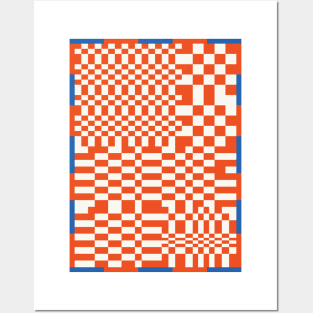 Checkerboard Pattern - Red Blue Posters and Art